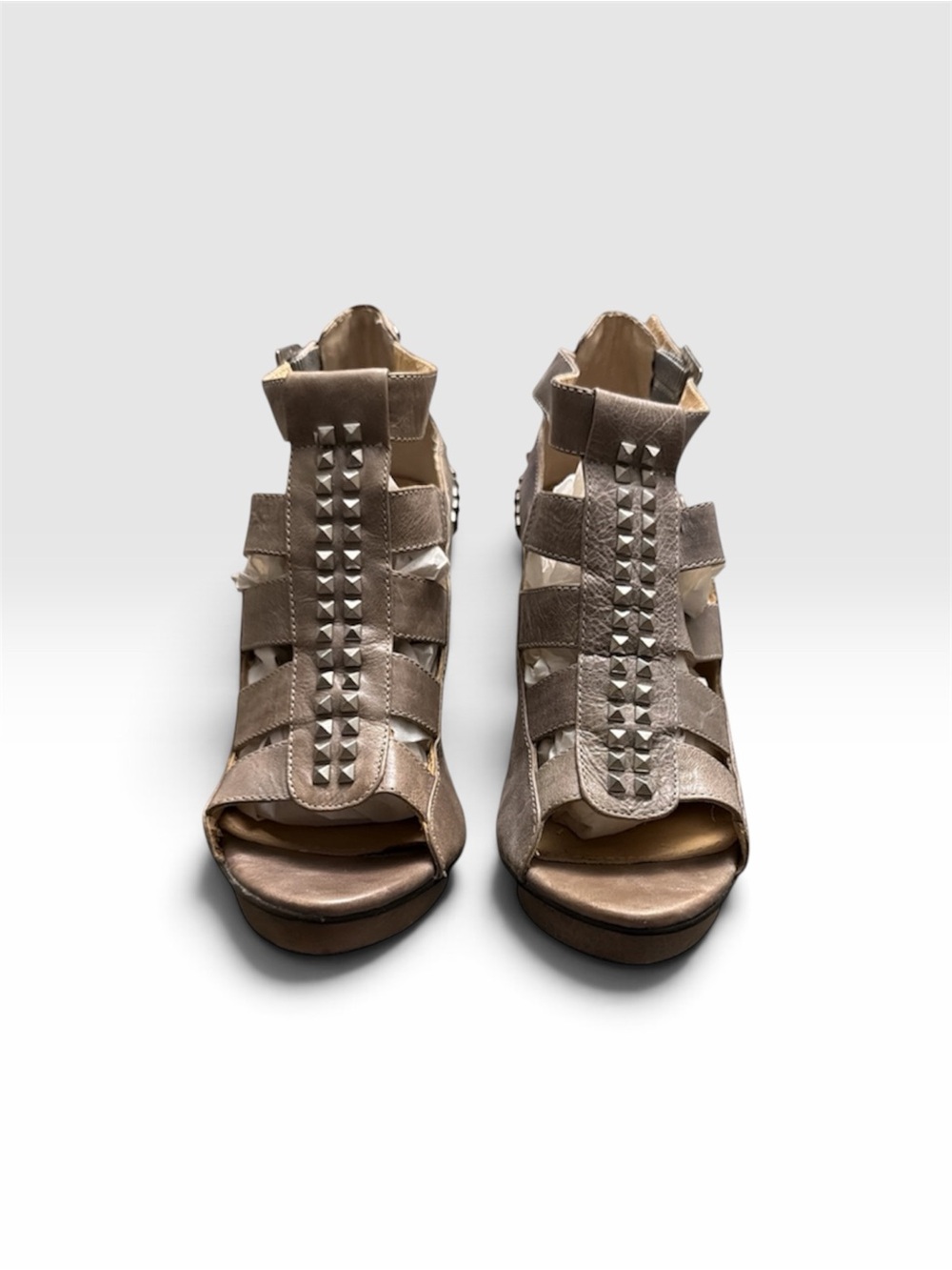 Steve Madden Haiiley Metallic Taupe Studded Gladiator Sandals
